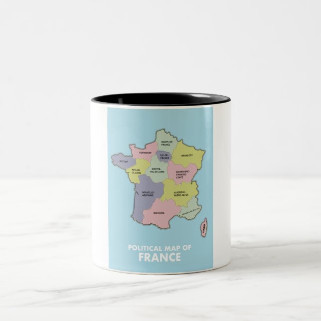 Political map of France Two-Tone Coffee Mug (Center)