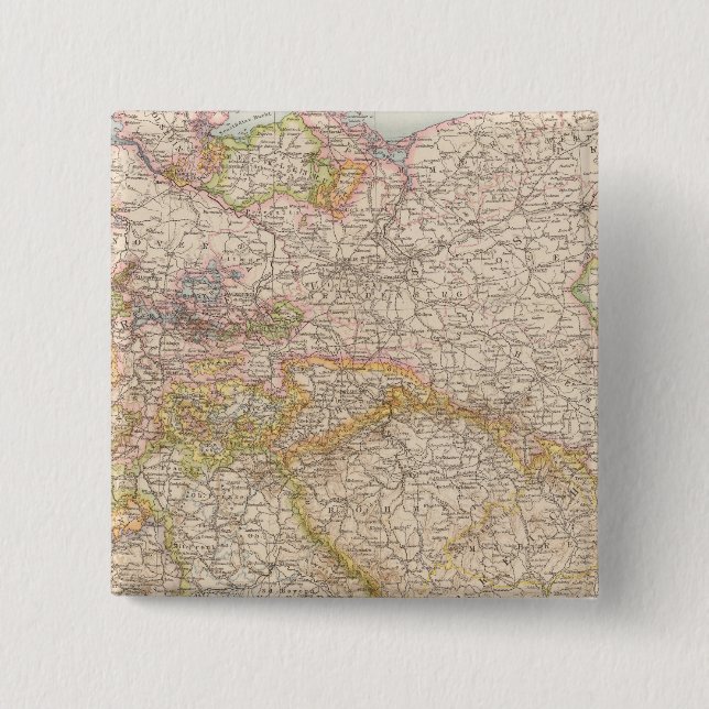 Political Map of Germany 15 Cm Square Badge (Front)