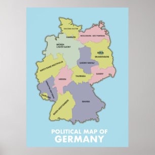 Political map of Germany Poster