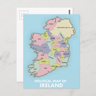 Political Map Of Ireland. Postcard