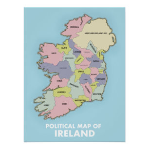 Political Map Of Ireland. Poster