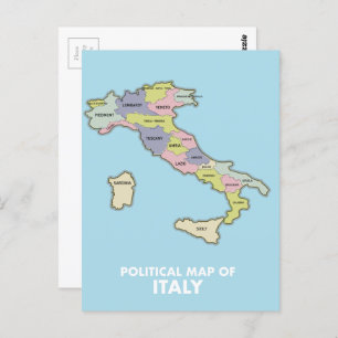 Political map of Italy  Postcard