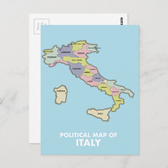 Political map of Italy  Postcard (Front/Back)