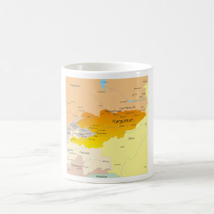 Political Map of Kyrgyzstan and Central Asia Coffee Mug