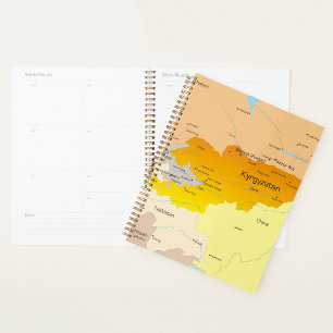 Political Map of Kyrgyzstan and Central Asia Planner
