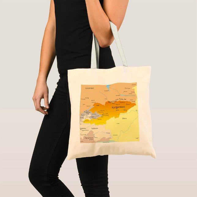 Political Map of Kyrgyzstan and Central Asia Tote Bag (Creator Uploaded)