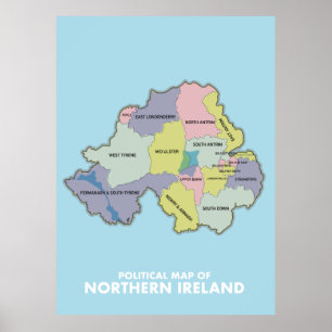 Political Map Of Northern Ireland. Poster