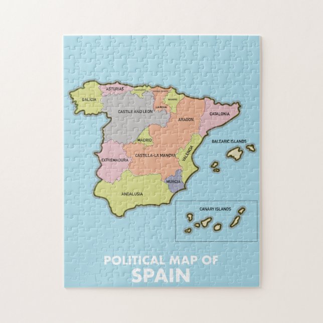 Political map of Spain. Jigsaw Puzzle (Vertical)