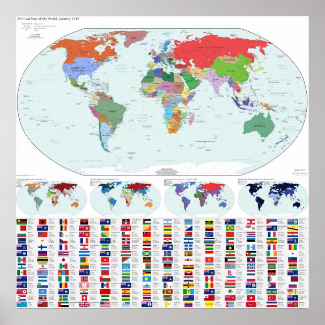Political Map of the World, 2019 (Our Fair Country Poster (Front)