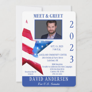 Political Meet & Greet Fundraiser Invite W/Photo
