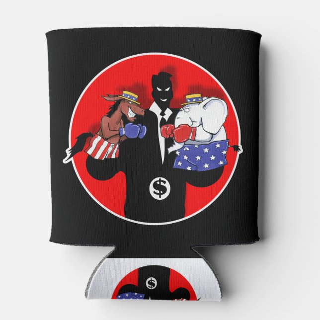 Political Puppet Show Can Cooler (Back)
