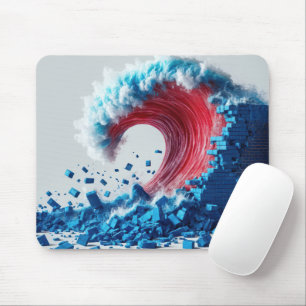 Political Red Wave With Blue Wall Mouse Pad