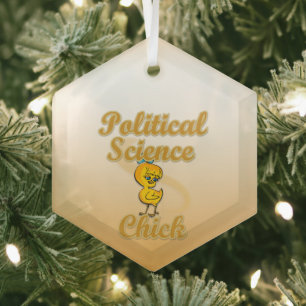 Political Science Chick Glass Tree Decoration