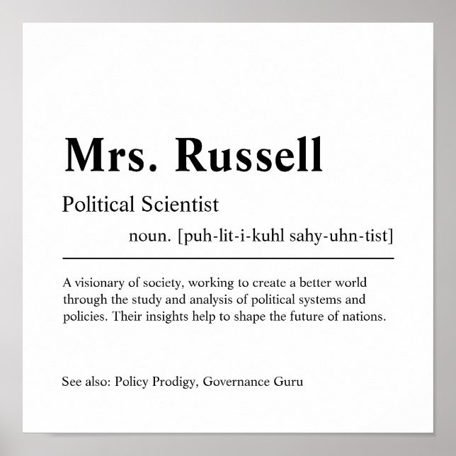 Political Scientist Personalised Gift Poster (Front)
