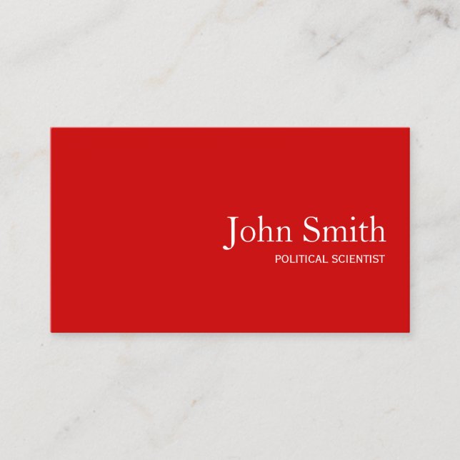 Political Scientist QR Code Simple Plain Red Business Card (Front)