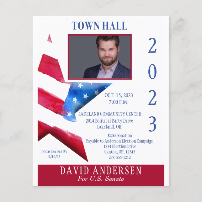Political Town Hall Fundraiser  W/Photo Flyer (Front)