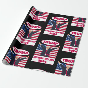 Political Trump 2024 American Flag Election Wrapping Paper