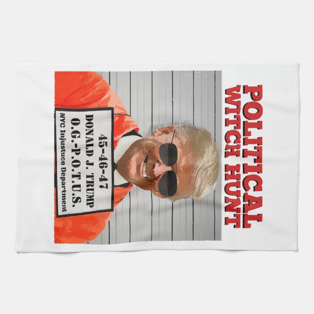 Political Witch Hunt of Donald Trump  Tea Towel (Horizontal)