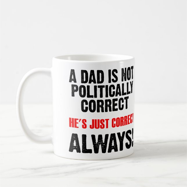 Politically Correct Dad Always Right Funny Mug (Left)