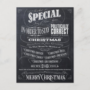 Politically Correct Incorrect Chalk Christmas - We Holiday Postcard