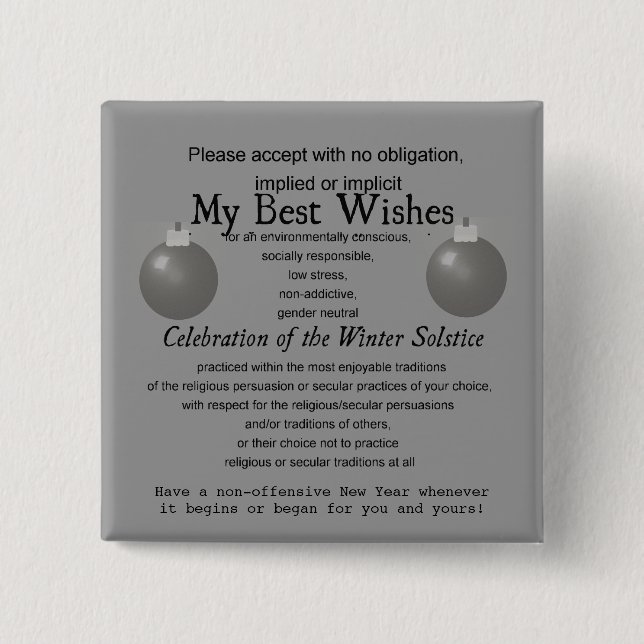 Politically Correct - Safe Season's Greeting 15 Cm Square Badge (Front)