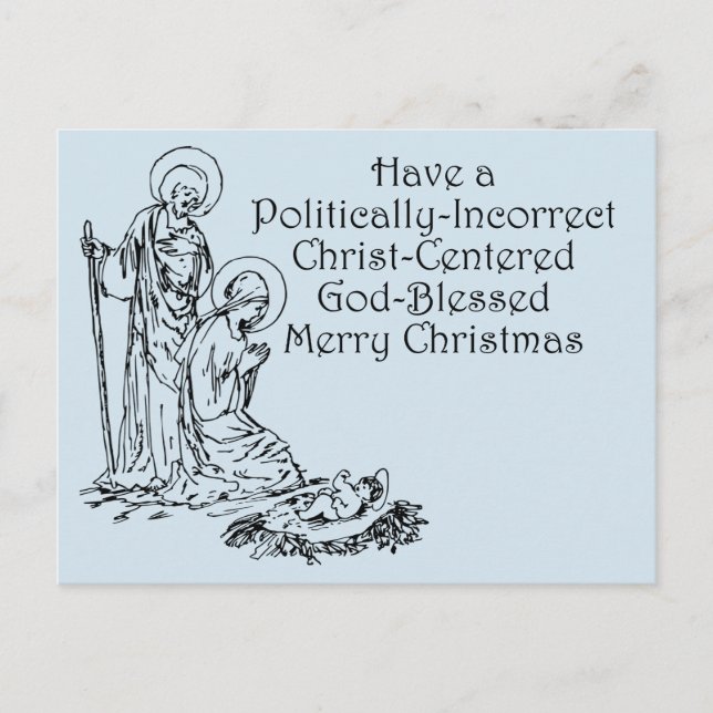 Politically Incorrect Christian Christmas Postcard (Front)