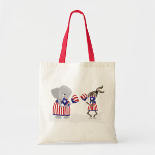 Politics left and right fight design tote bag