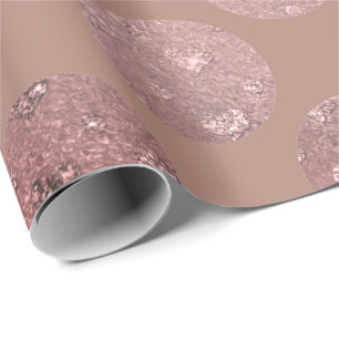 Polka Big Dots Pink Rose Blush Metallic Hearts Wrapping Paper