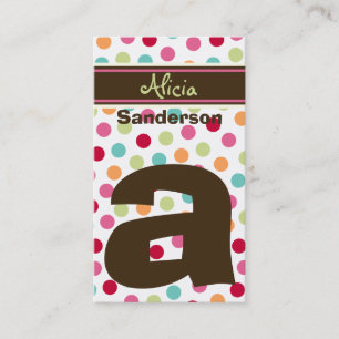 Polka Colour Candy Dots Monogram Alphabet Fun Cute Business Card