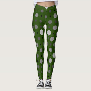 Polka Dot 01X.Grey Shade D Green BG Leggings