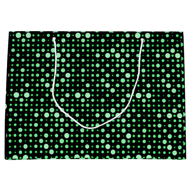 Polka Dot 02.Green. Black BG Large Gift Bag (Front)