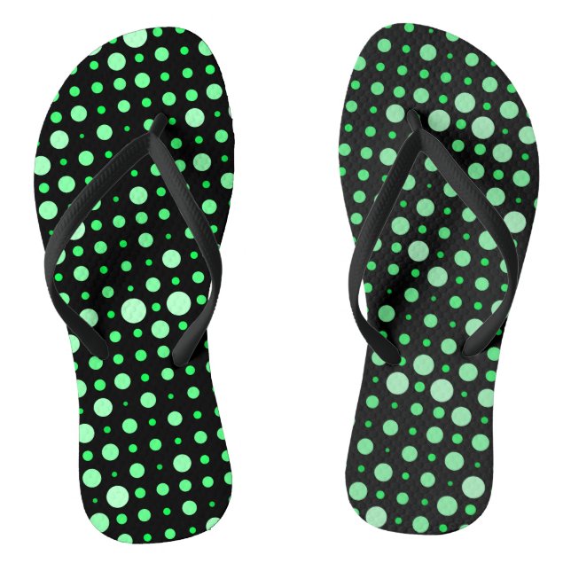Polka Dot 02.Green. Black BG Thongs (Footbed)