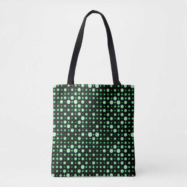 Polka Dot 02.Green. Black BG Tote Bag (Front)