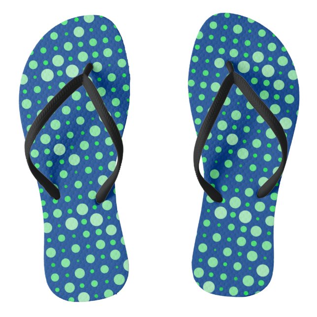 Polka Dot 02.Green. Blue BG Thongs (Footbed)