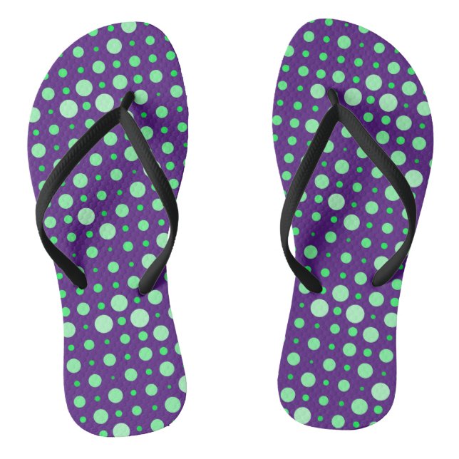 Polka Dot 02.Green. D Purple BG Thongs (Footbed)
