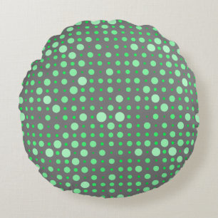 Polka Dot 02.Green. Grey BG Round Cushion