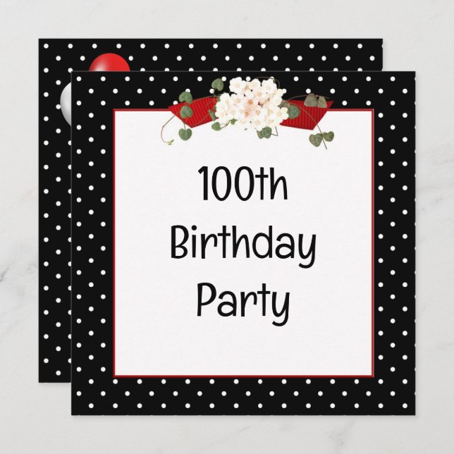 Polka Dot 100th Birthday Party Invitation (Front/Back)
