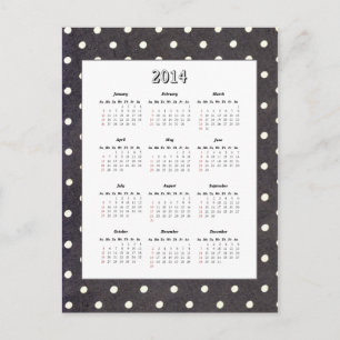 Polka Dot 2014 Calendar Postcard