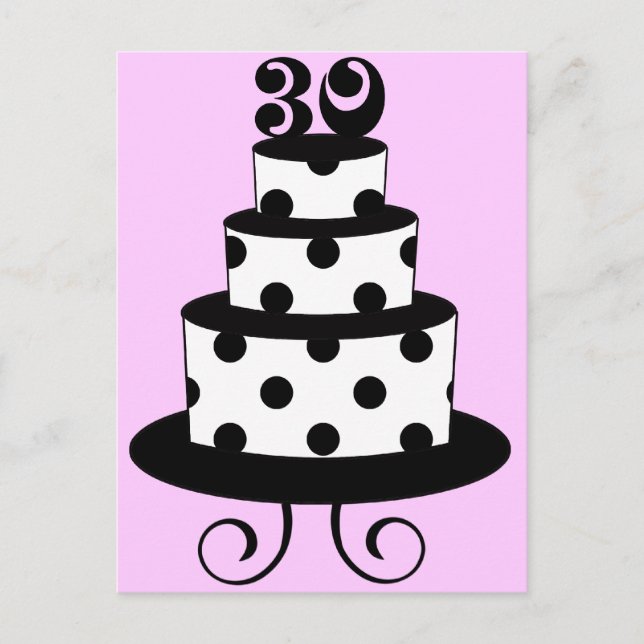 Polka Dot 30th Birthday Cake Postcard (Front)