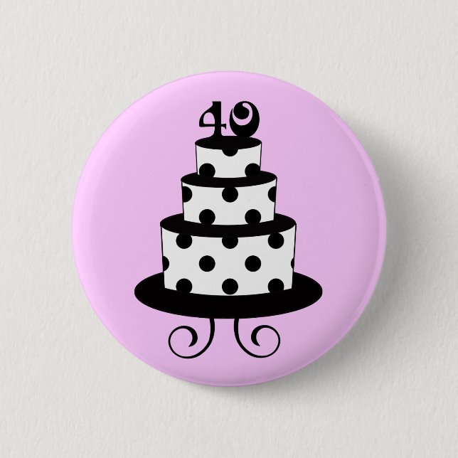 Polka Dot 40th Birthday Anniversary Cake 6 Cm Round Badge (Front)