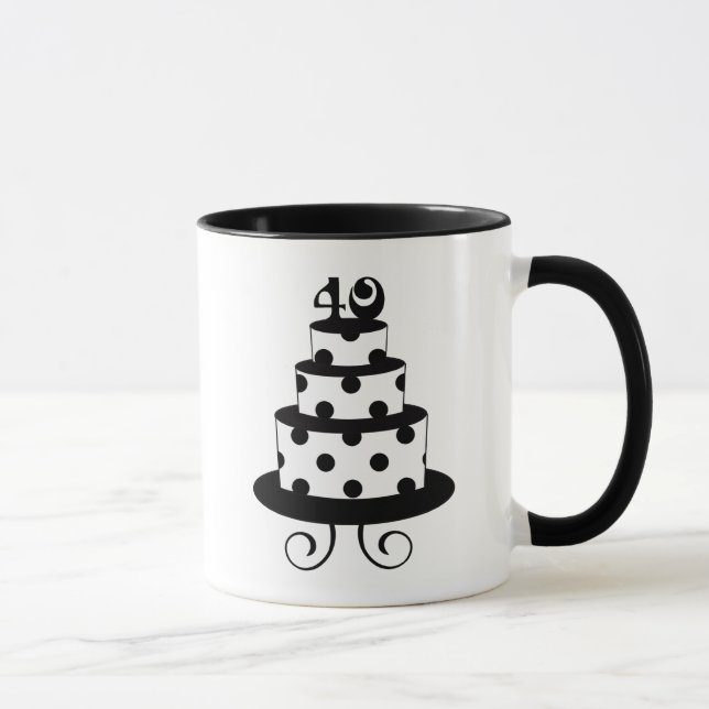 Polka Dot 40th Birthday Anniversary Cake Mug (Right)