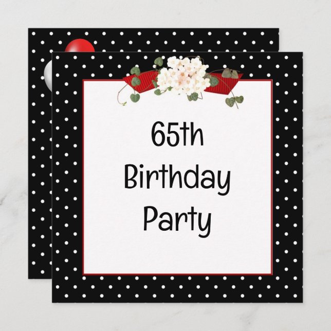 Polka Dot 65th Birthday Party Invitation (Front/Back)