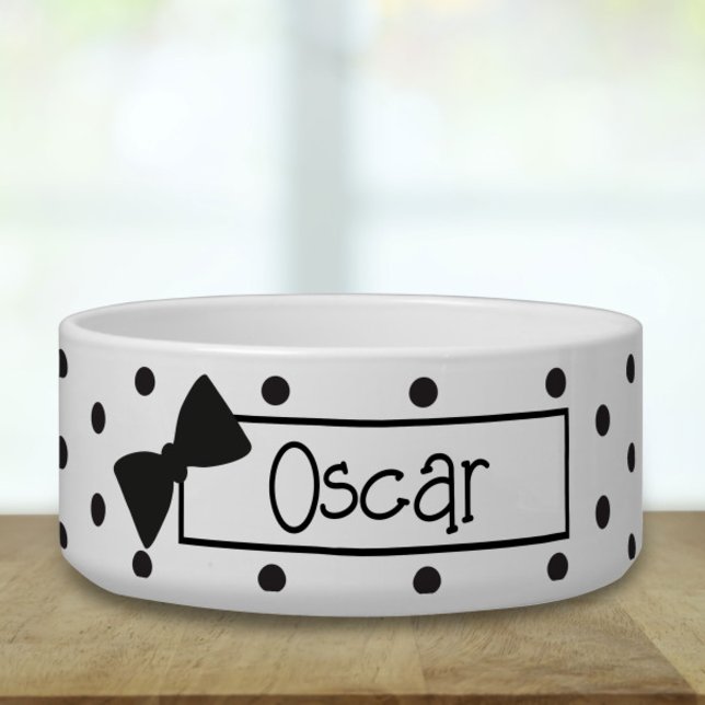 Polka Dot and Bow Tie Ceramic Pet Bowl (Creator Uploaded)