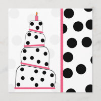 Polka Dot And Pink Birthday Party Invitation