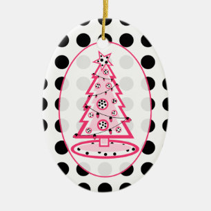 Polka Dot And Pink Christmas Tree Ornament