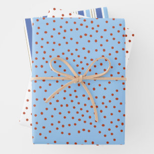 Polka Dot and Stripe Gift Wrap Red Blue 