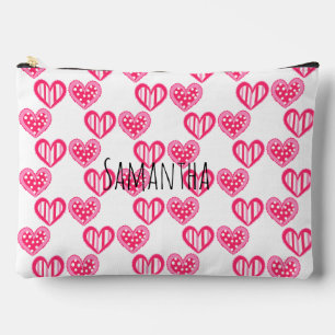 Polka Dot And Stripes Hearts Accessory Pouch