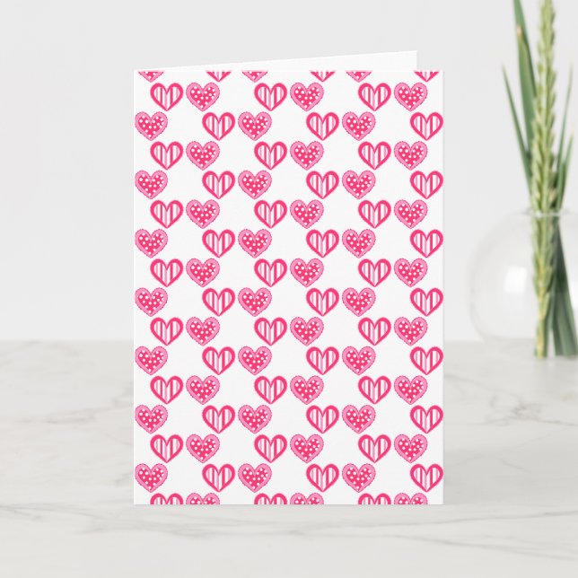 Polka Dot And Stripes Hearts Card (Front)