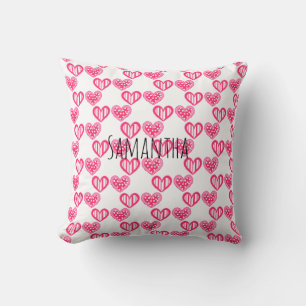 Polka Dot And Stripes Hearts Cushion