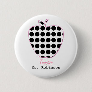 Polka Dot Apple Teacher 6 Cm Round Badge